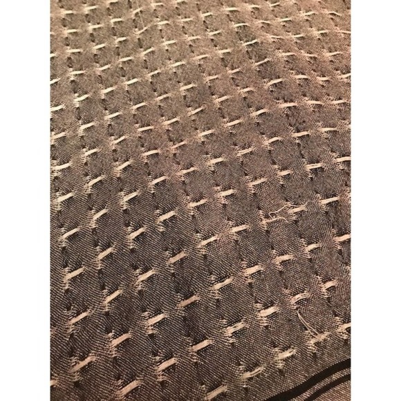 vintage '80s fringed scarf, green & off white - Picture 2 of 3